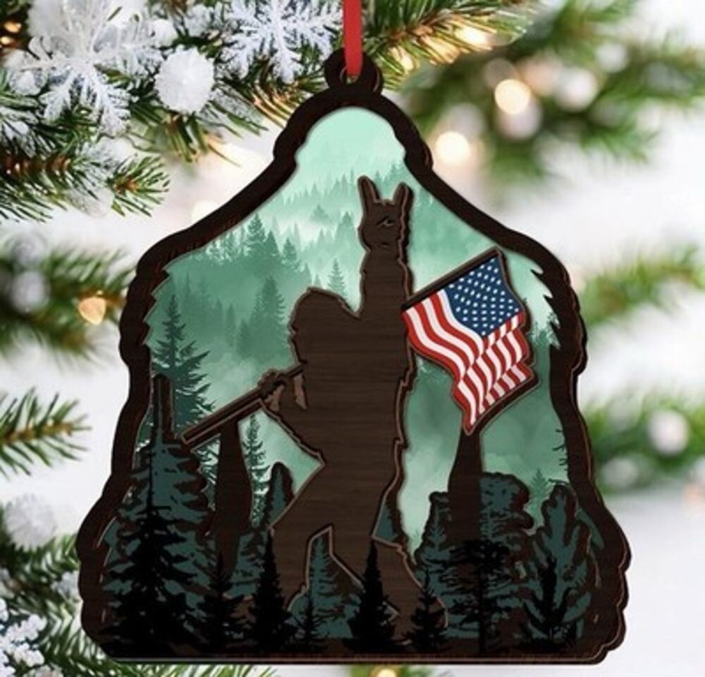 Christmas Bigfoot Gifts - Wooden Christmas Ornaments